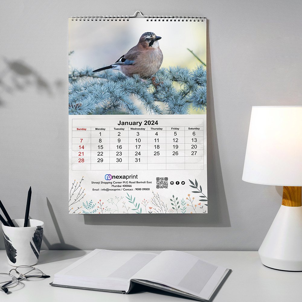 Personalized Wall mount Corporate Photo Calendar | Wiro Bound | Size 12 X 18 inches | Vertical