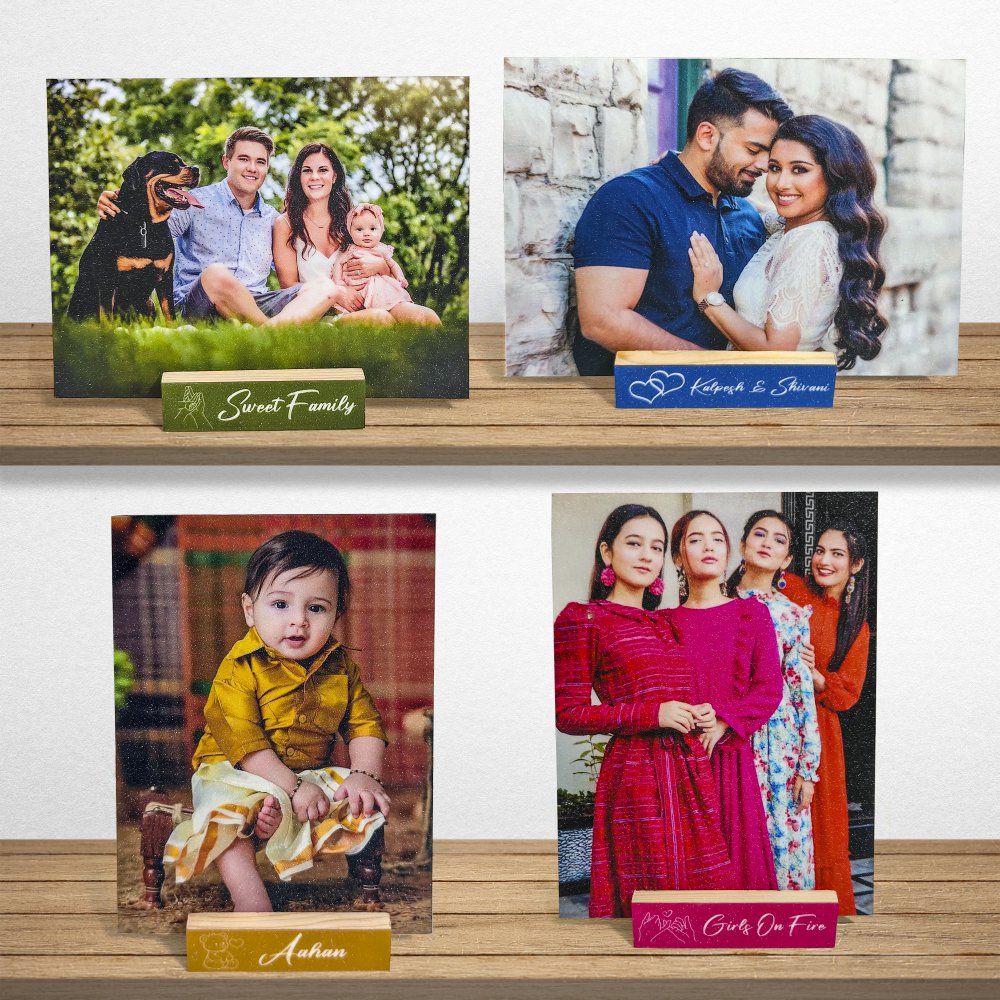 Sparkle Photo with Wooden Stand | Sparkle HD Photo | 6 x 8 inch vertical or horizontal photos with Personalize Wooden Stand